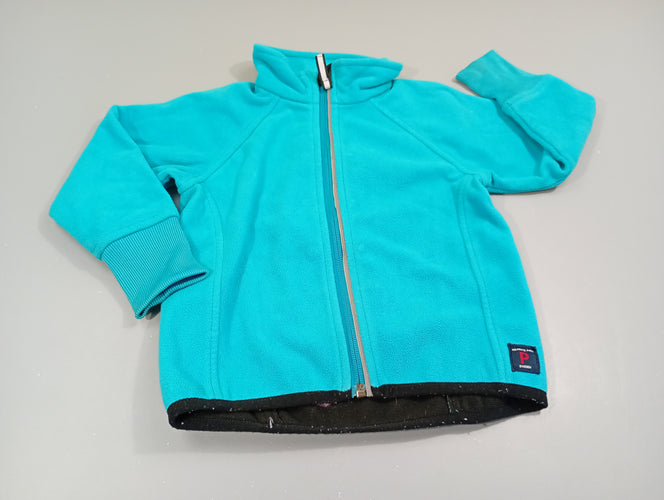 Polar zipé bleu turquoise  Polarn o. Pyret  Petite tache arrière manche droite, moins cher chez Petit Kiwi