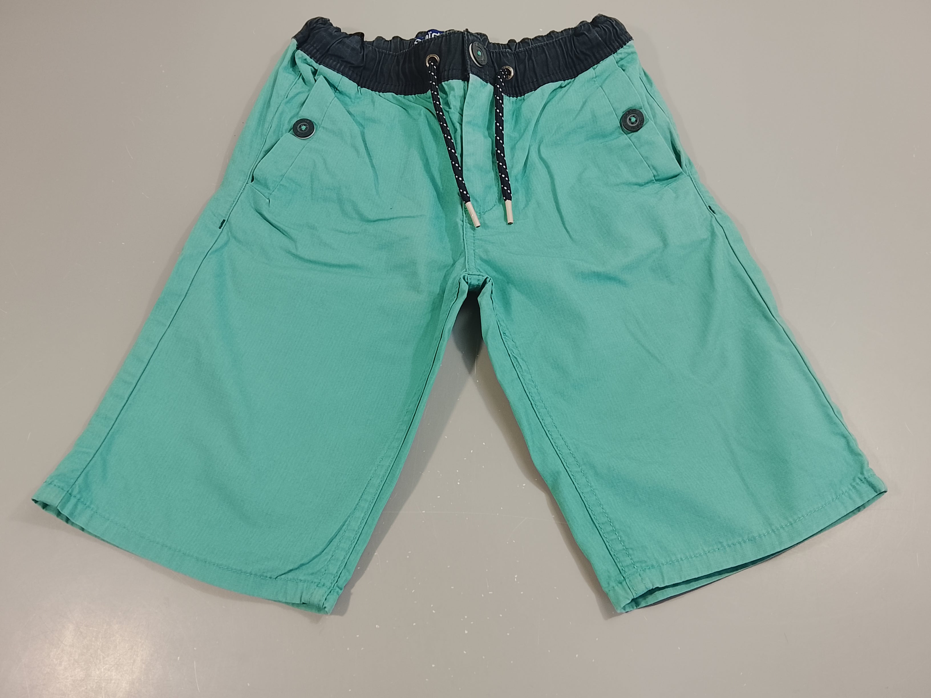 Bermuda turquoise / bleu marine taille élastique