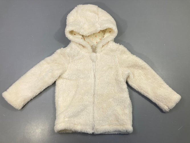 Gilet/veste zippé peluche blanc à capuche, moins cher chez Petit Kiwi