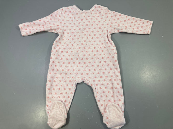 Pyjama velours rose hérissons, moins cher chez Petit Kiwi