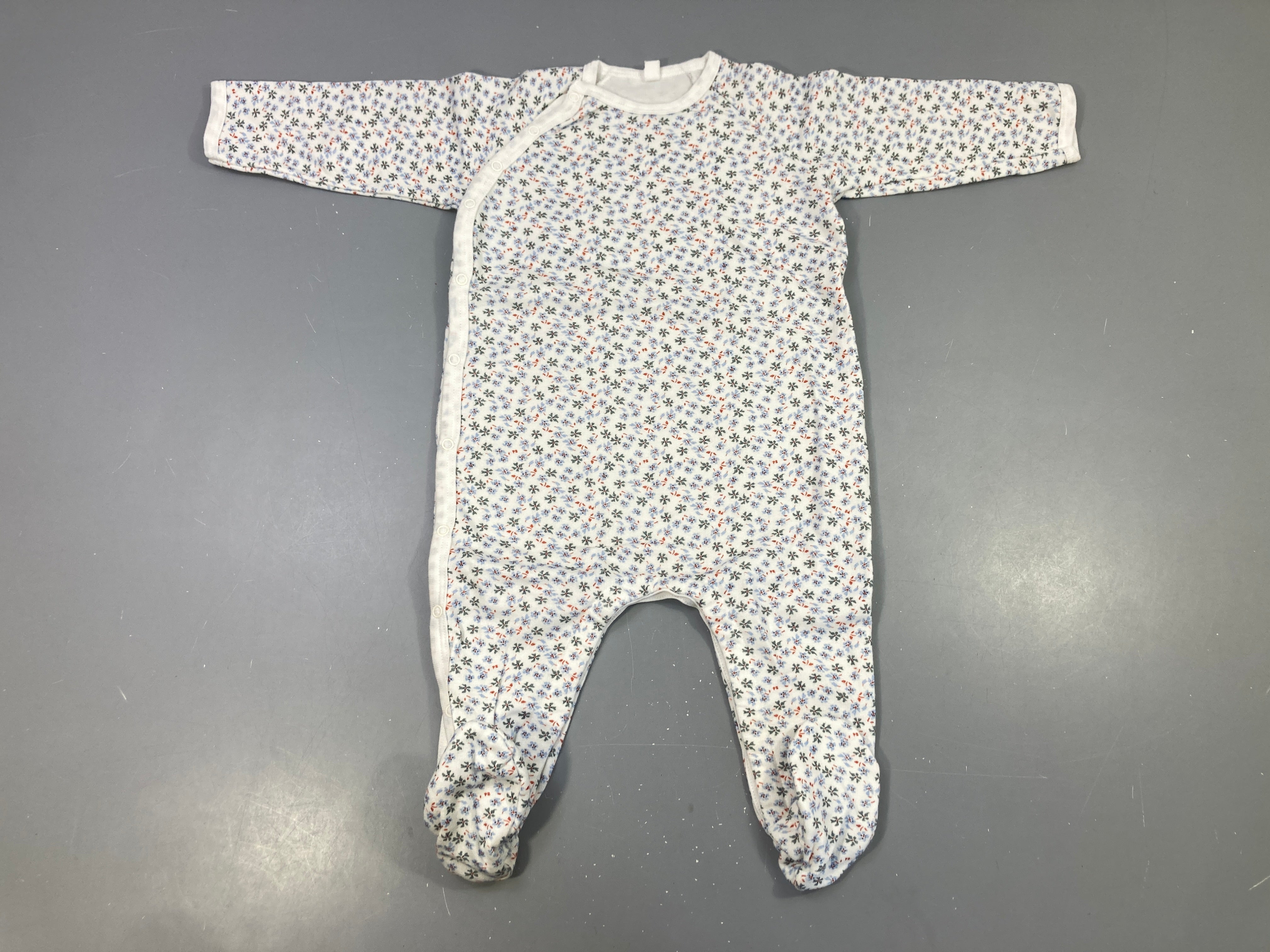 Pyjama jersey blanc fleuri bleu