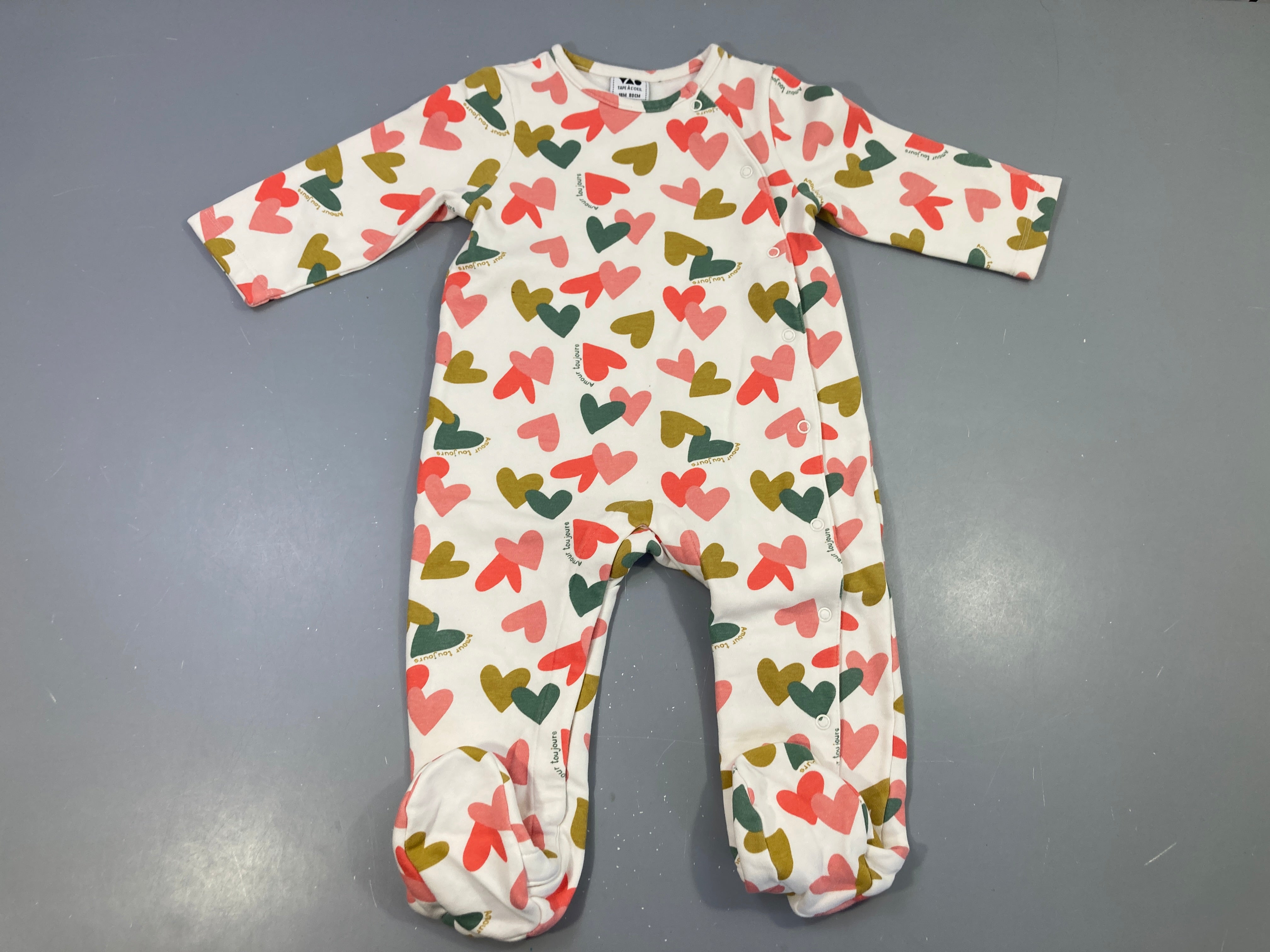 Pyjama molleton blanc coeurs