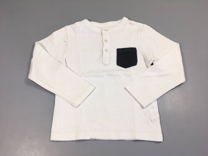 T-shirt m.l texturé blanc poche, moins cher chez Petit Kiwi