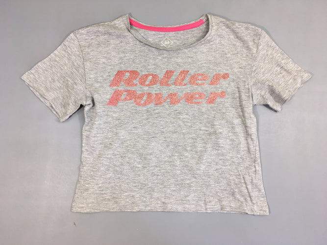 T-shirt m.c court gris chiné Roller power, moins cher chez Petit Kiwi