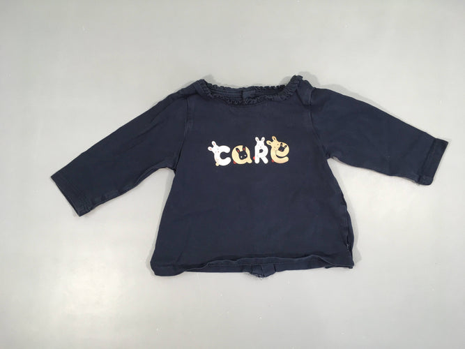 T-shirt m.l bleu marine Care cool, légèrement décoloré, moins cher chez Petit Kiwi