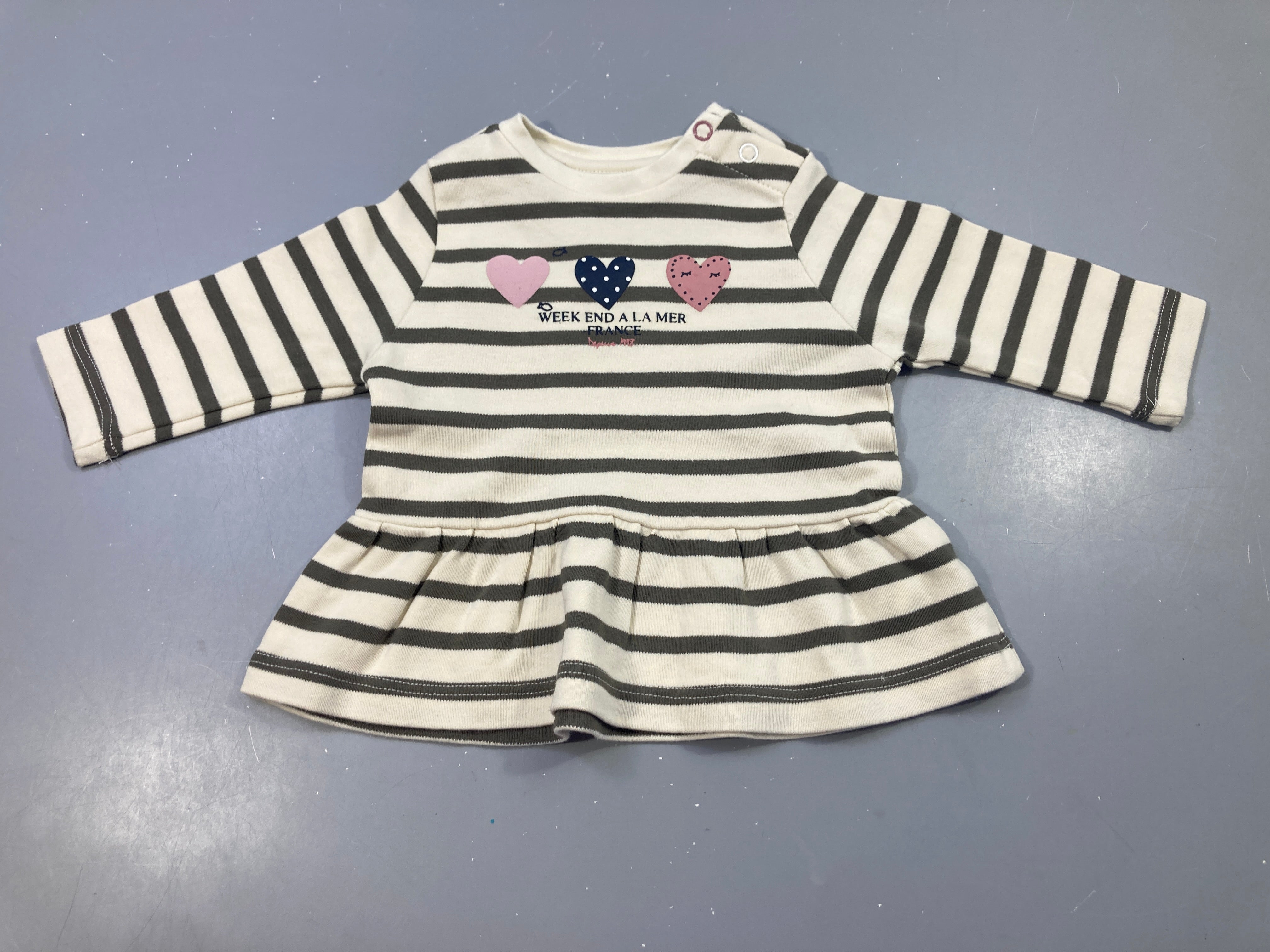 Robe ml écru rayée cœurs