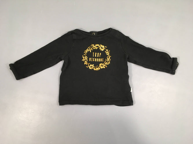 T-shirt m.l noir Trop, légèrement bouloché, moins cher chez Petit Kiwi