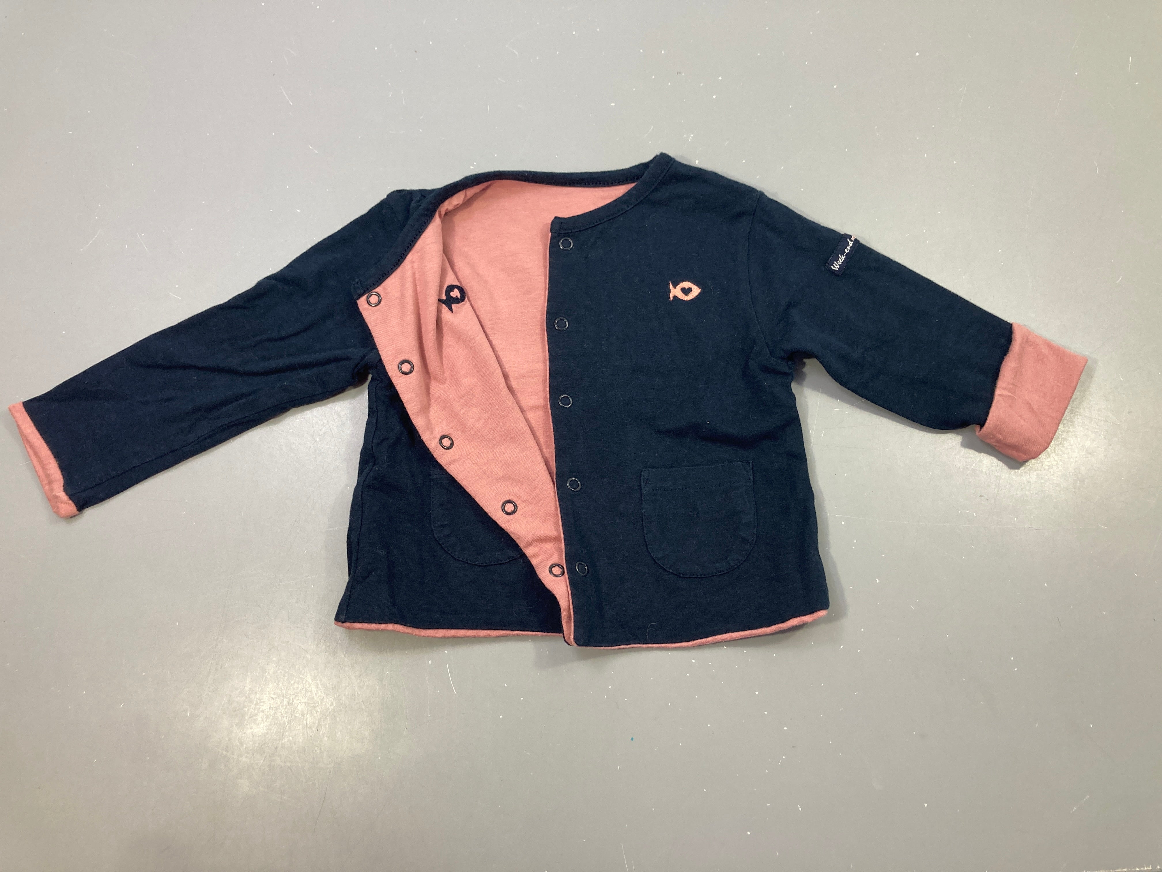 Gilet réversible marine/rose