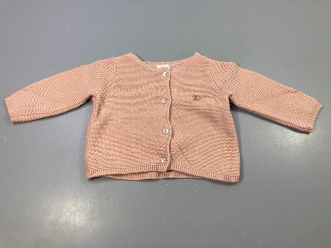 Gilet mailles saumon, moins cher chez Petit Kiwi