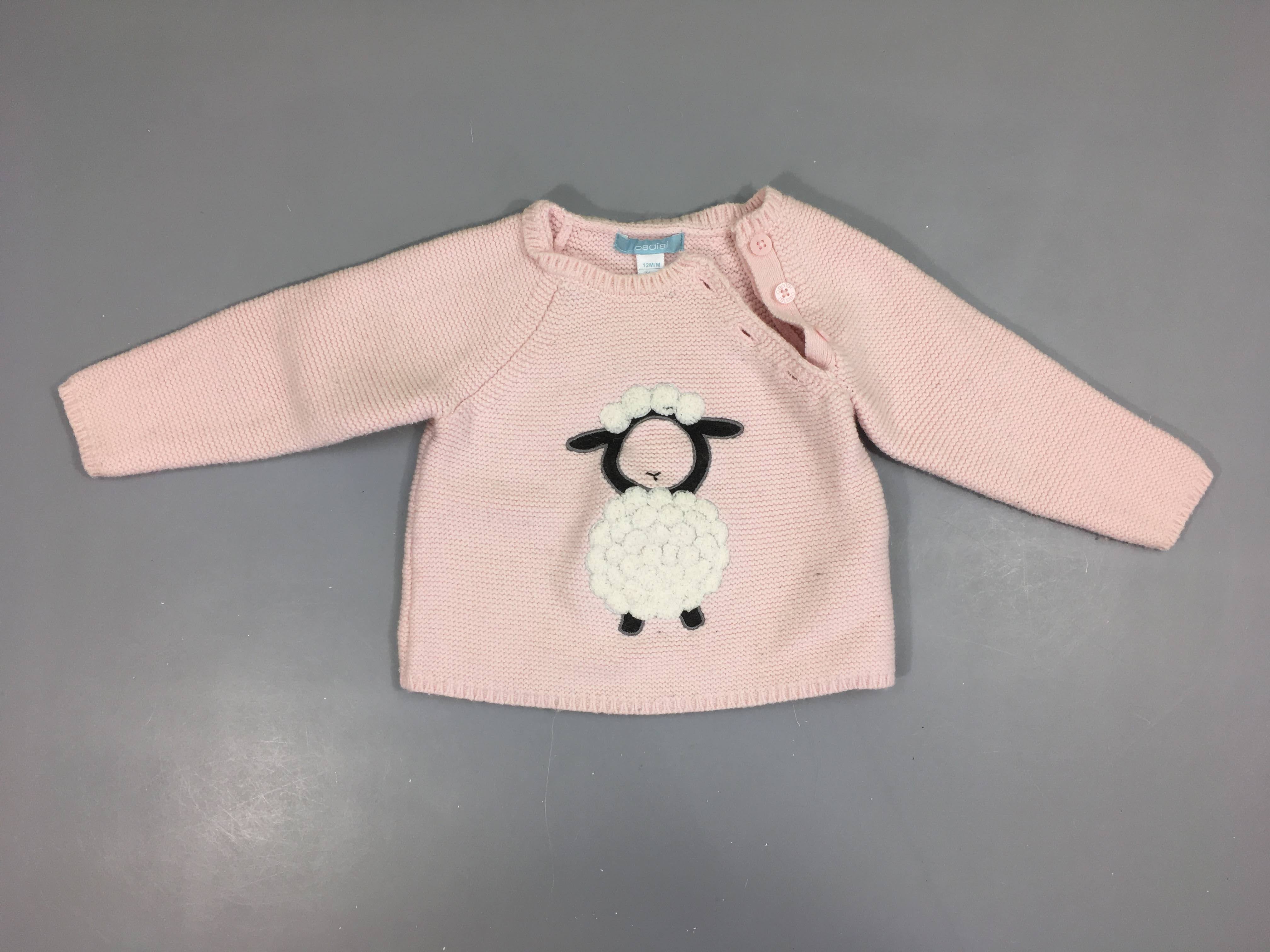 Pull épais mailles rose mouton, 10% laine