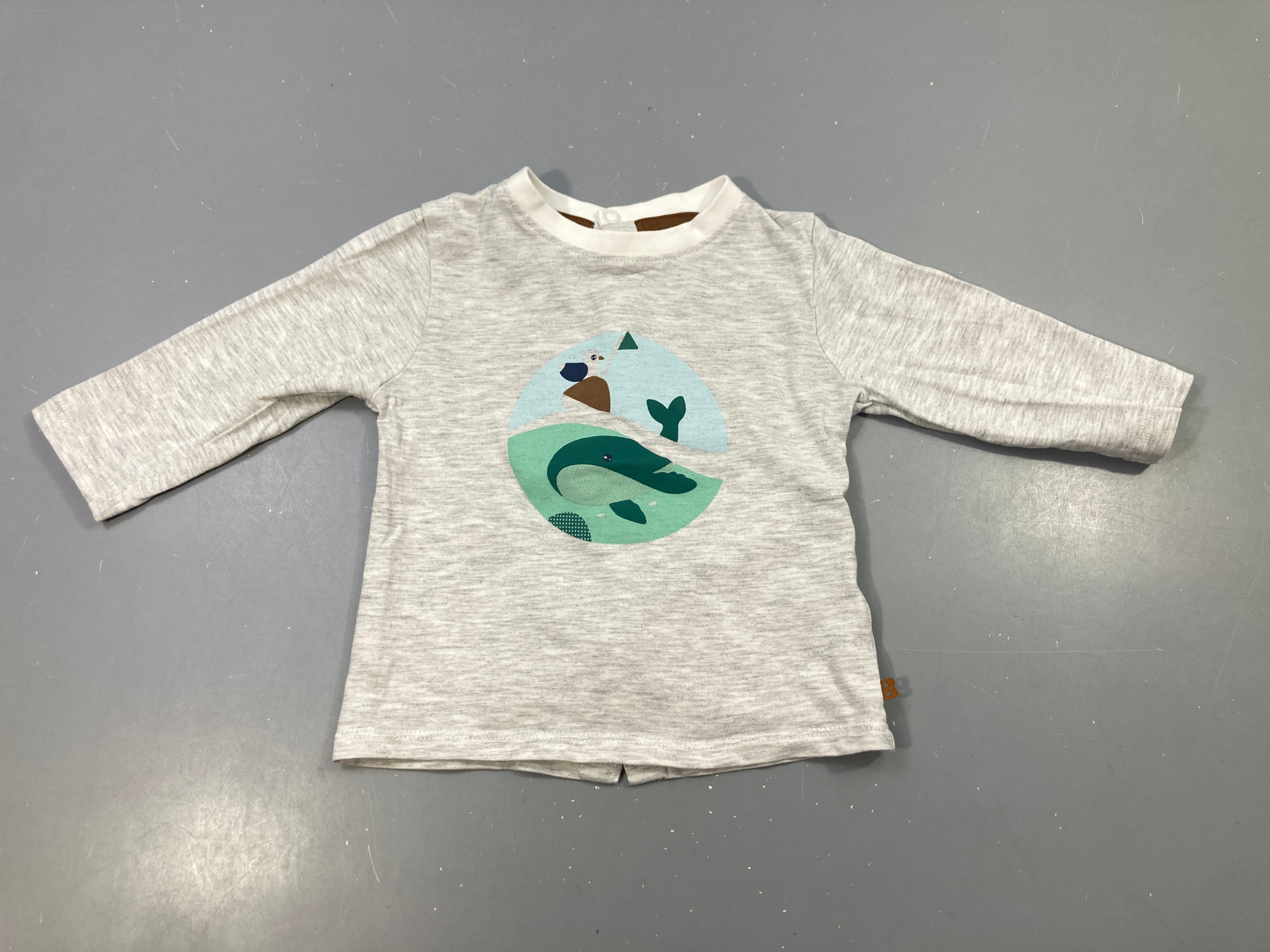 T-shirt ml gris chiné baleine