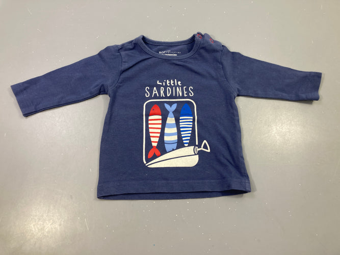 T-shirt ml marine sardines, moins cher chez Petit Kiwi