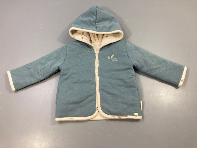 Gilet réversible ouatiné à capuche bleu/beige Forest Friends Little Dutch, moins cher chez Petit Kiwi