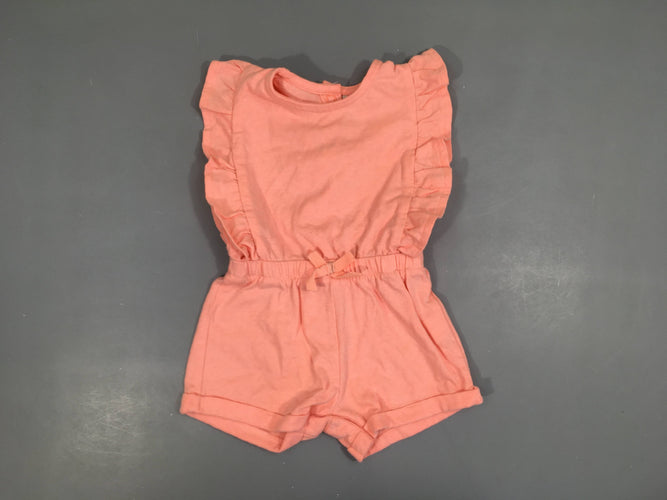 Combishort jersey saumon néon froufrous, moins cher chez Petit Kiwi