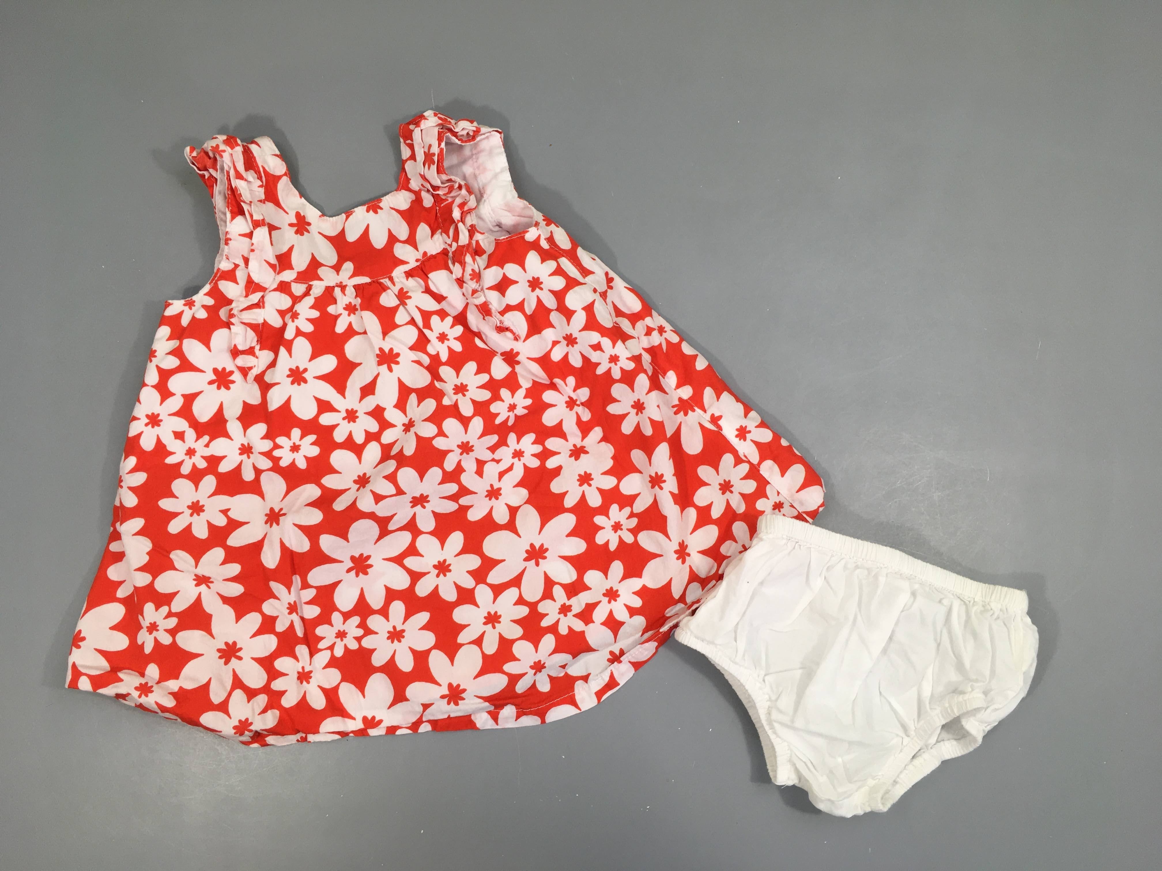 Robe s.m rouge fleurs + bloomer