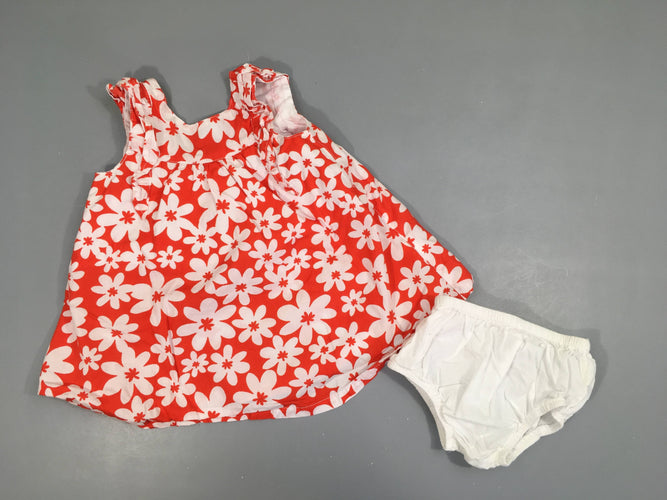 Robe s.m rouge fleurs + bloomer, moins cher chez Petit Kiwi