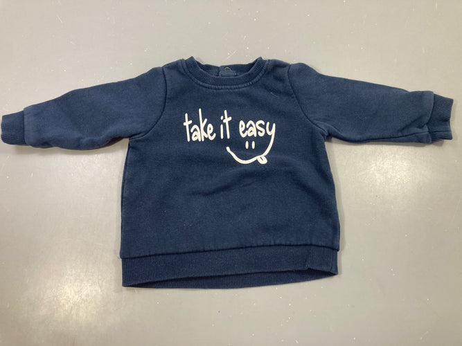 Sweat marine take it easy s.miley, moins cher chez Petit Kiwi