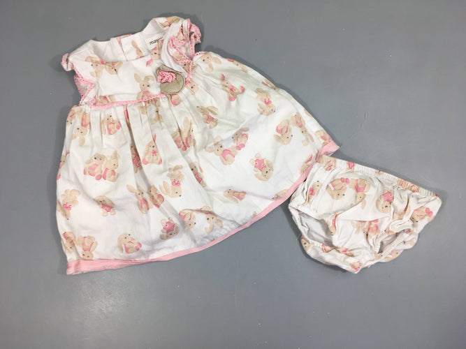 Robe s.m blanche lapins + bloomer, moins cher chez Petit Kiwi