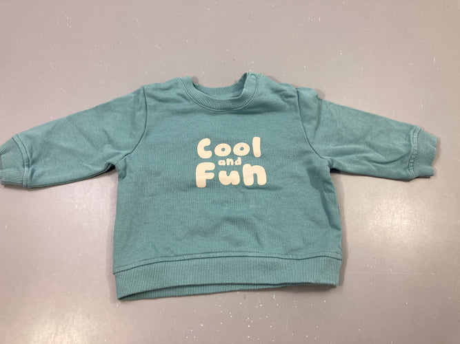 Sweat vert Cool and Fun, moins cher chez Petit Kiwi