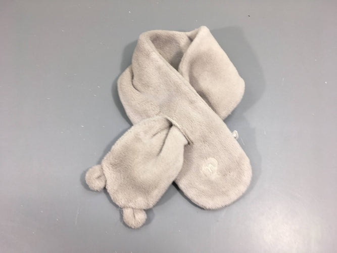 Echarpe velours doublée polar gris clair, moins cher chez Petit Kiwi