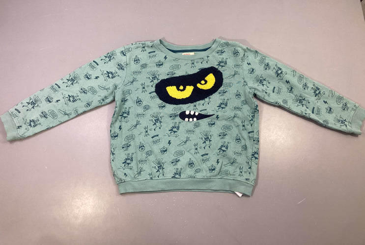 Sweat bleu personnages légumes yeux, moins cher chez Petit Kiwi