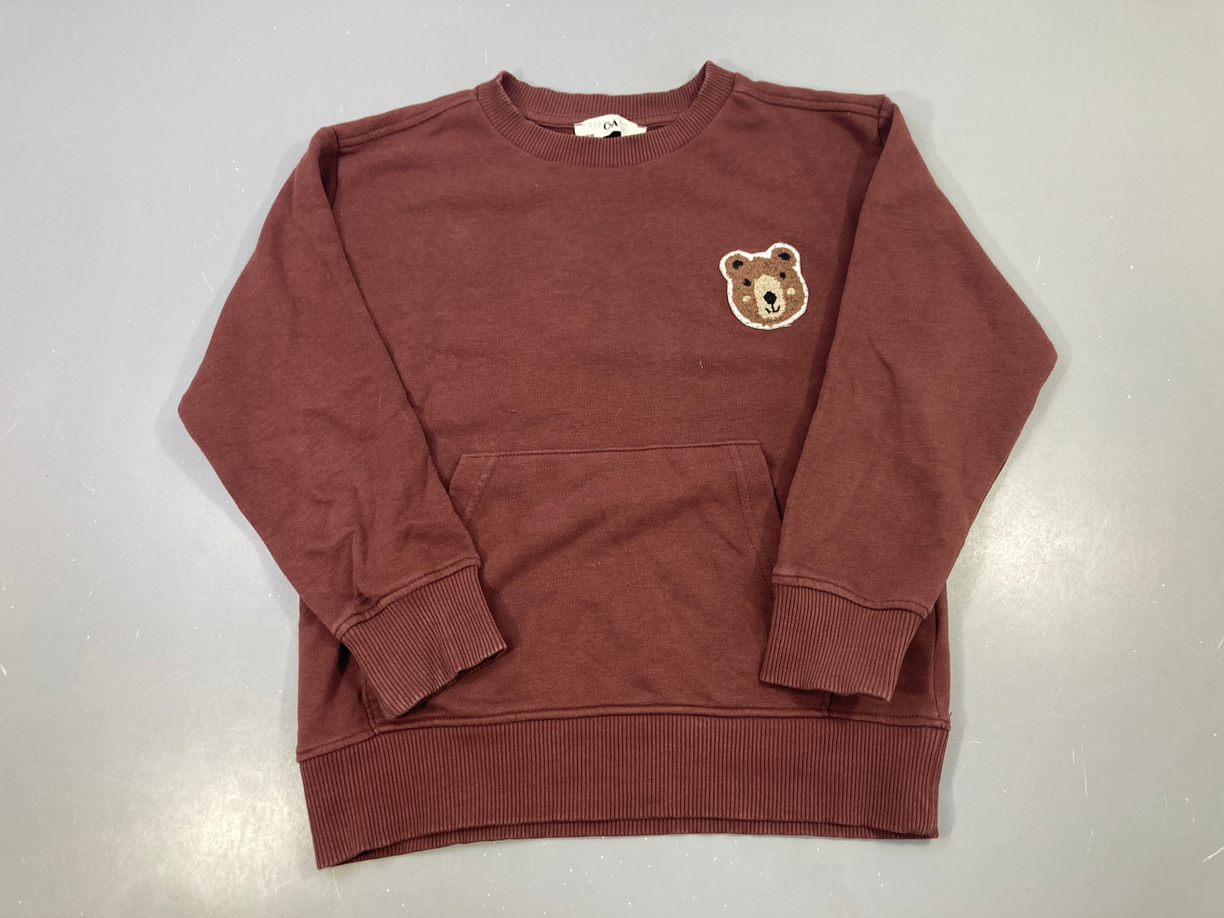 Sweat bordeaux ours, petit accroc à l'avant
