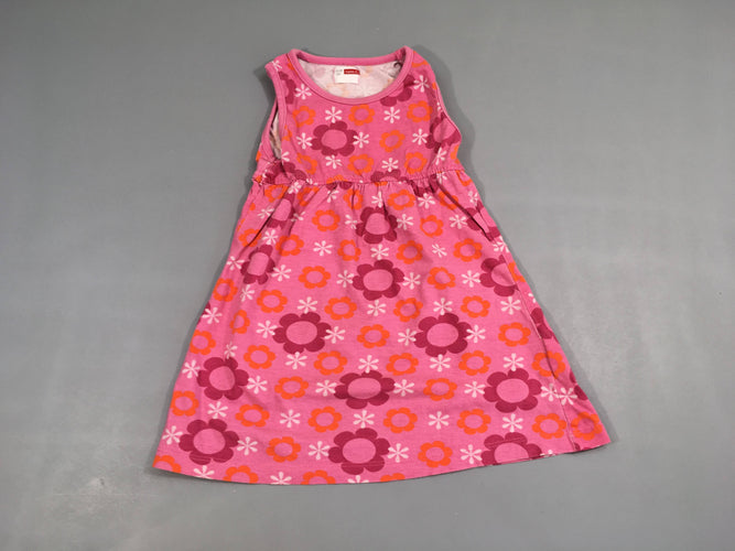 Robe s.m jersey rose motifs fleurs oranges-blancs-roses, moins cher chez Petit Kiwi