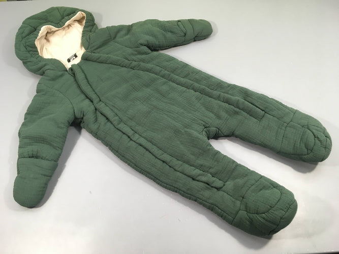 Combi pilote zippée à capuche gaz de coton vert, moins cher chez Petit Kiwi
