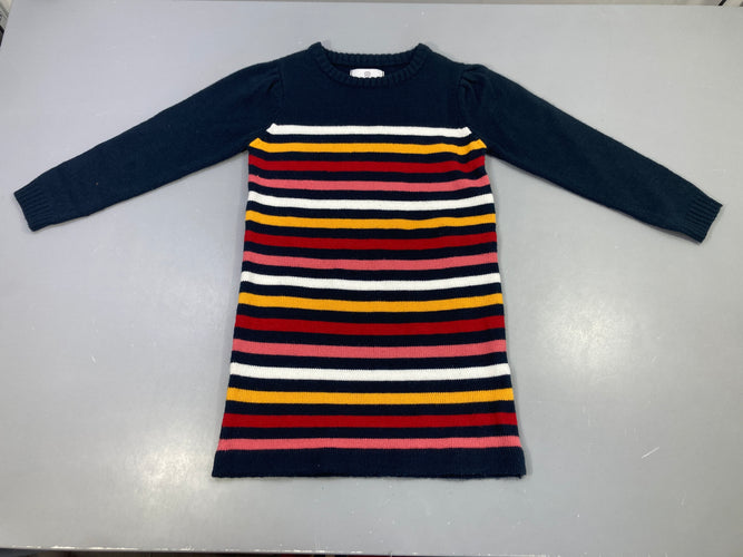 Robe pull ml marine rayures multicolores, moins cher chez Petit Kiwi