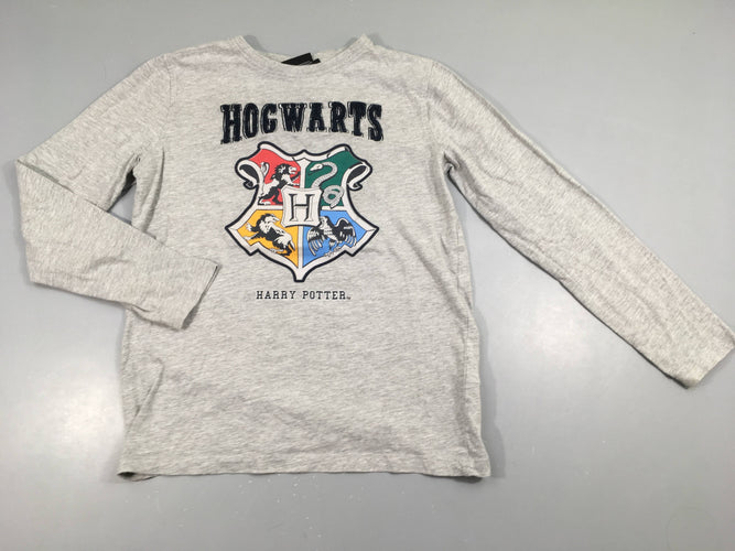 T-shirt m.l gris flammé Hogwarts Harr.y Potter, légèrement bouloché, moins cher chez Petit Kiwi