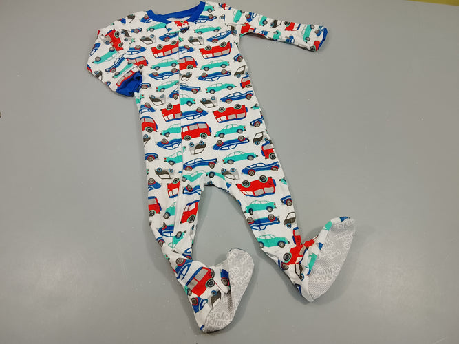 Pyjama jersey blanc, voitures colorées, moins cher chez Petit Kiwi
