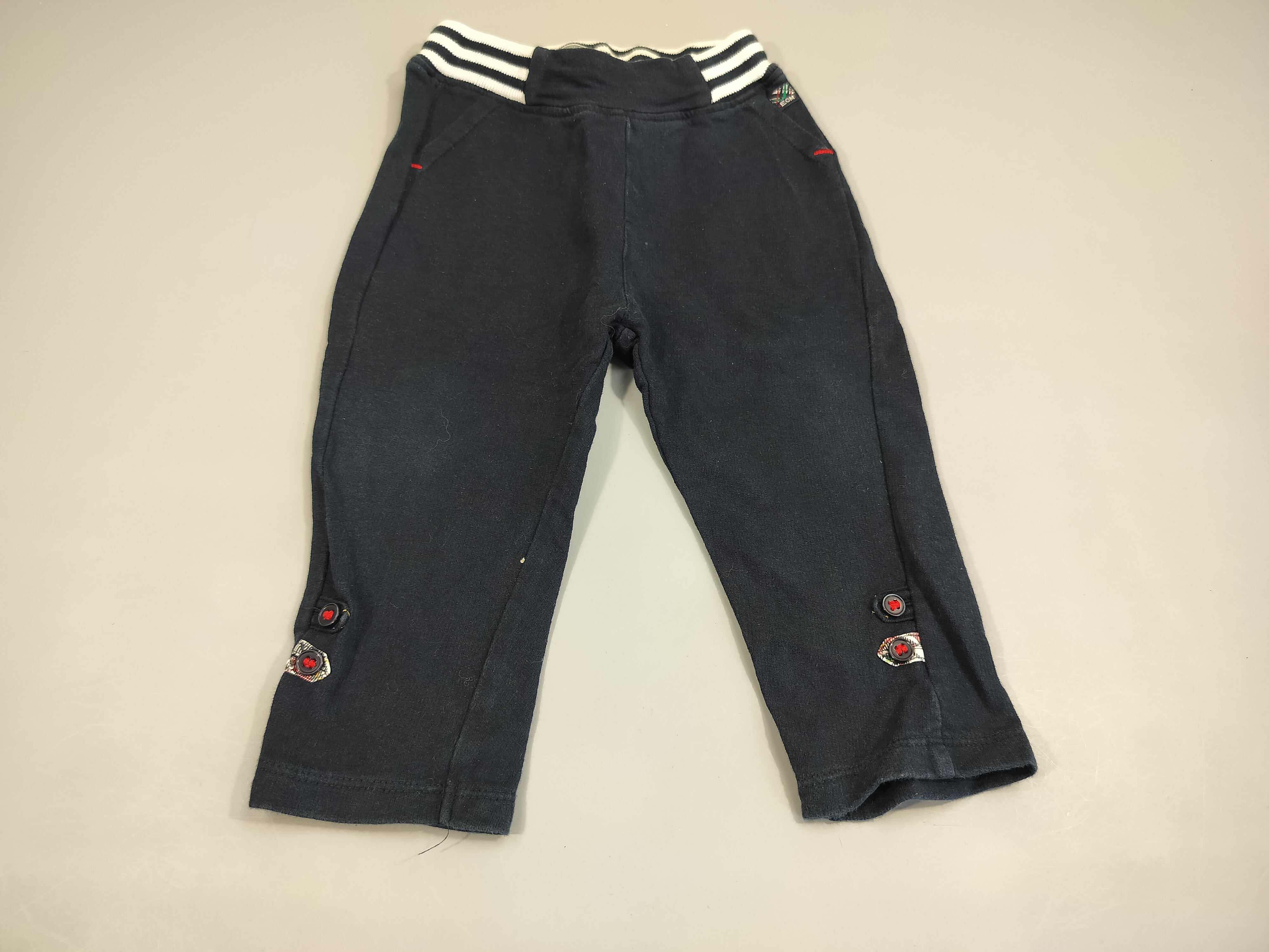 Pantalon jersey bleu marine , taille élastique rayé bleu marine blanc
