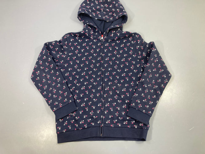 Sweat zippé capuche marine fleuri, moins cher chez Petit Kiwi