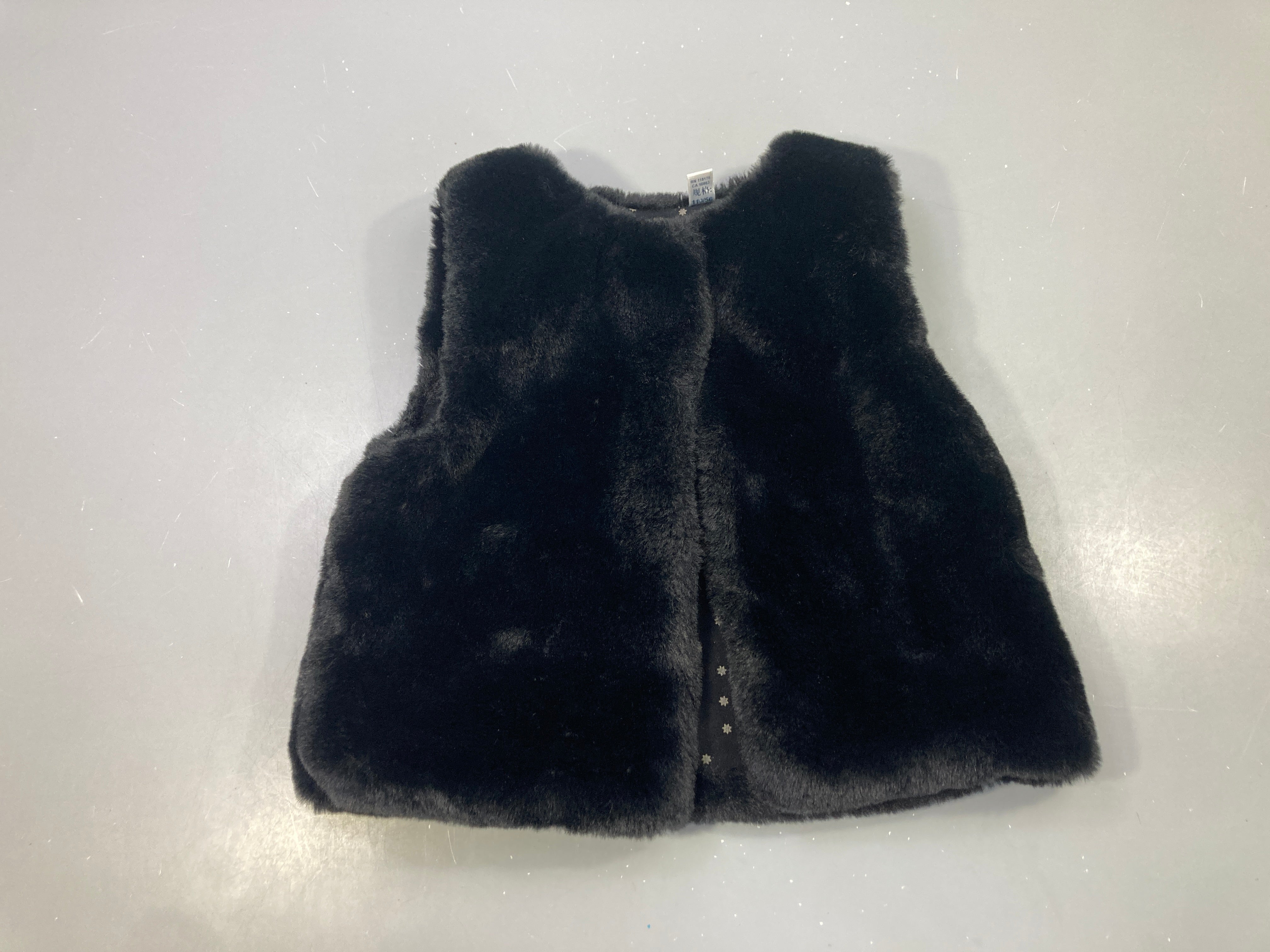 Gilet de berger noir fausse fourrure