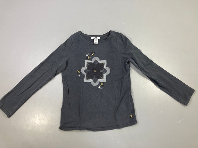 T-shirt ml gris fleur brodée tulle, moins cher chez Petit Kiwi