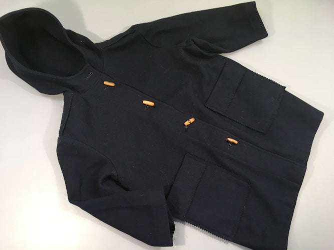 Veste à capuche bleu marine  boutons en bois Dumont d 'Urville, moins cher chez Petit Kiwi