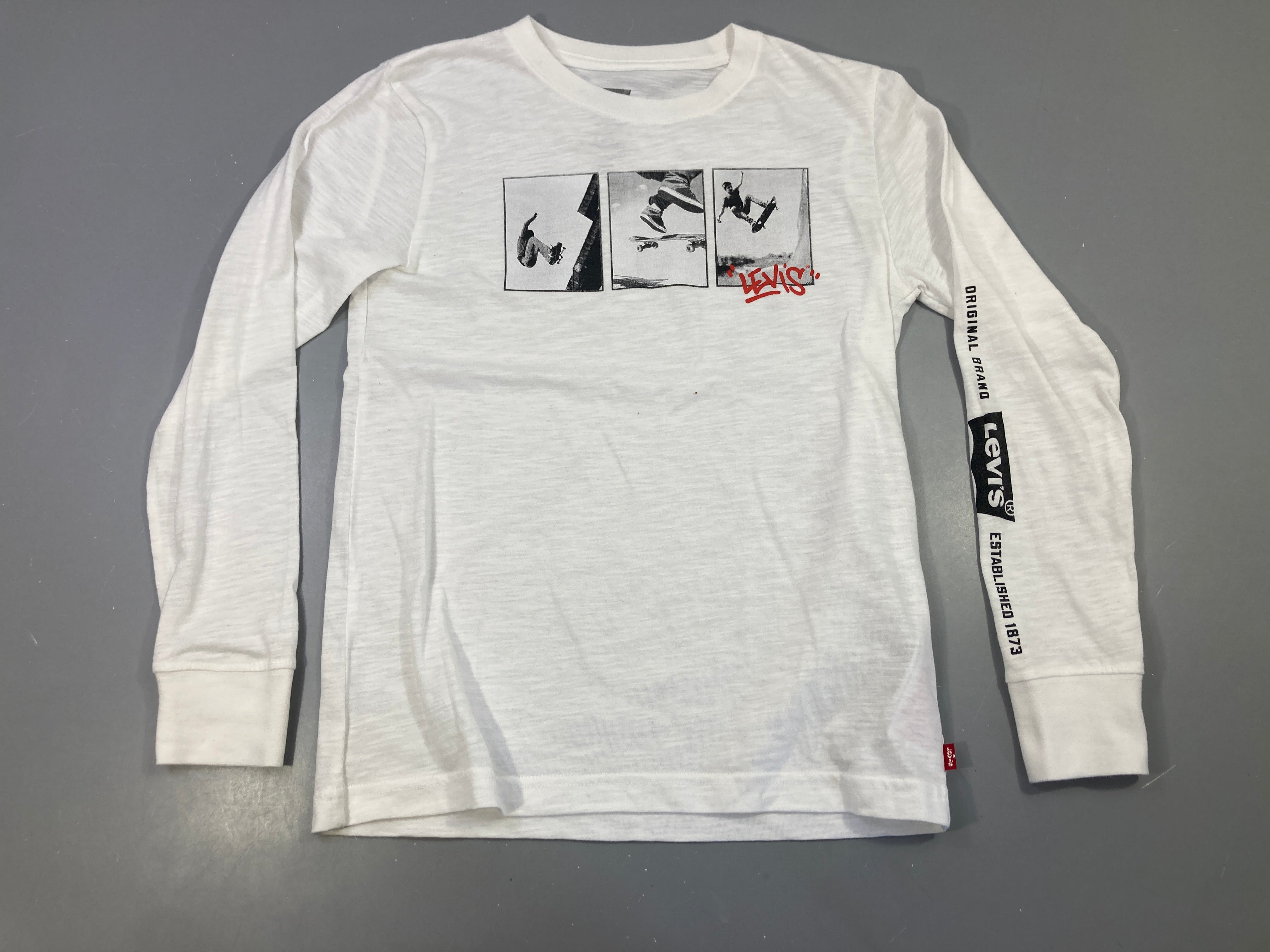 T-shirt m.l blanc flammé Skate  