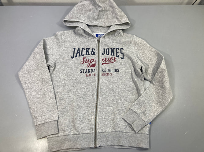 Sweat zippé à capuche gris chiné Jack&Jones, moins cher chez Petit Kiwi