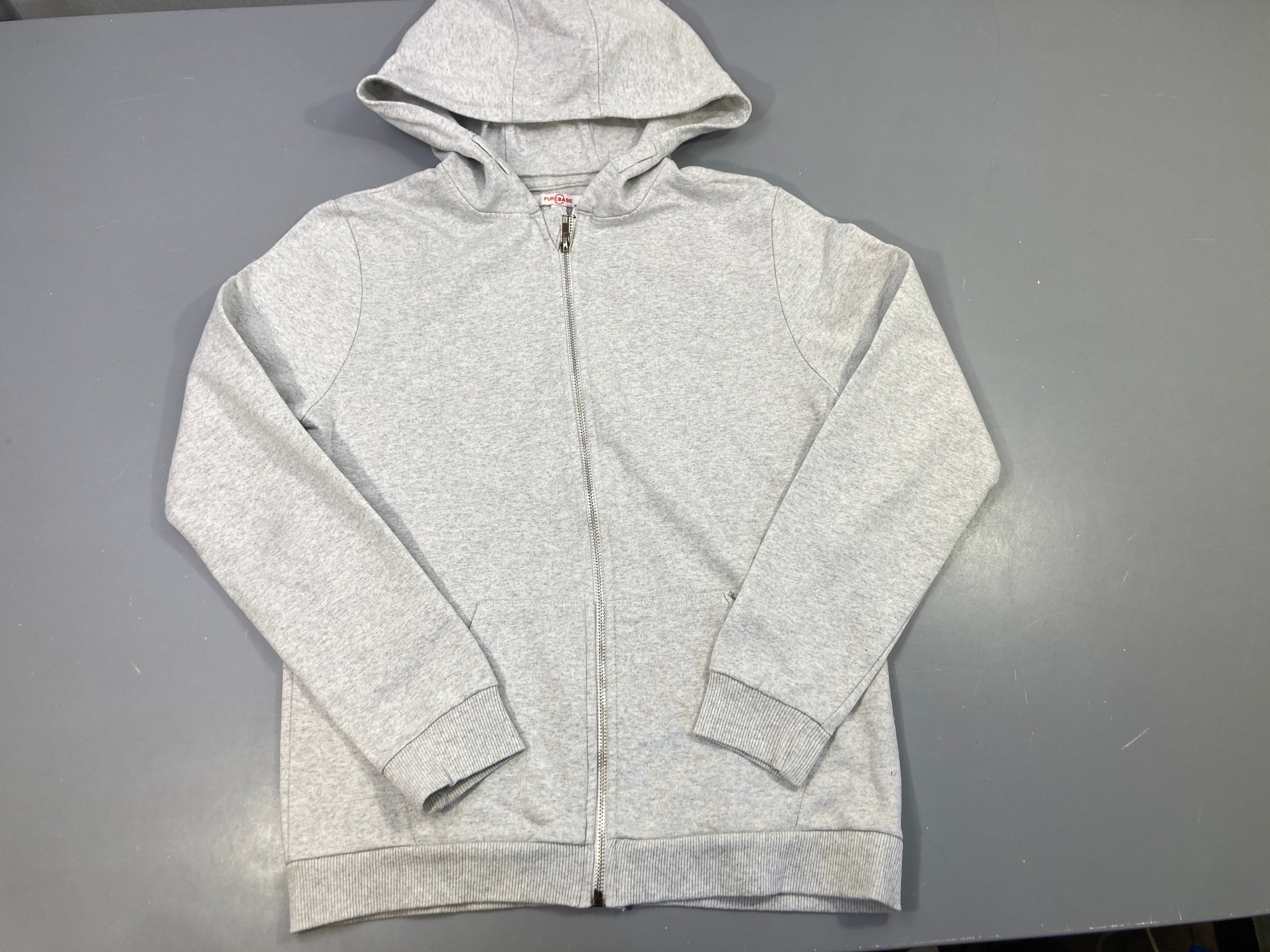 Sweat zippé à capuche gris chiné