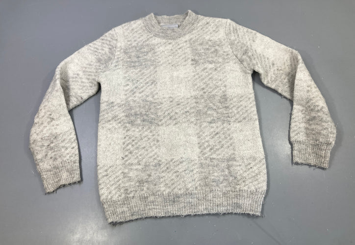 Pull gris chiné Bouloché 10%Laine 10% Alpaga Bas manche légèrement taché, moins cher chez Petit Kiwi