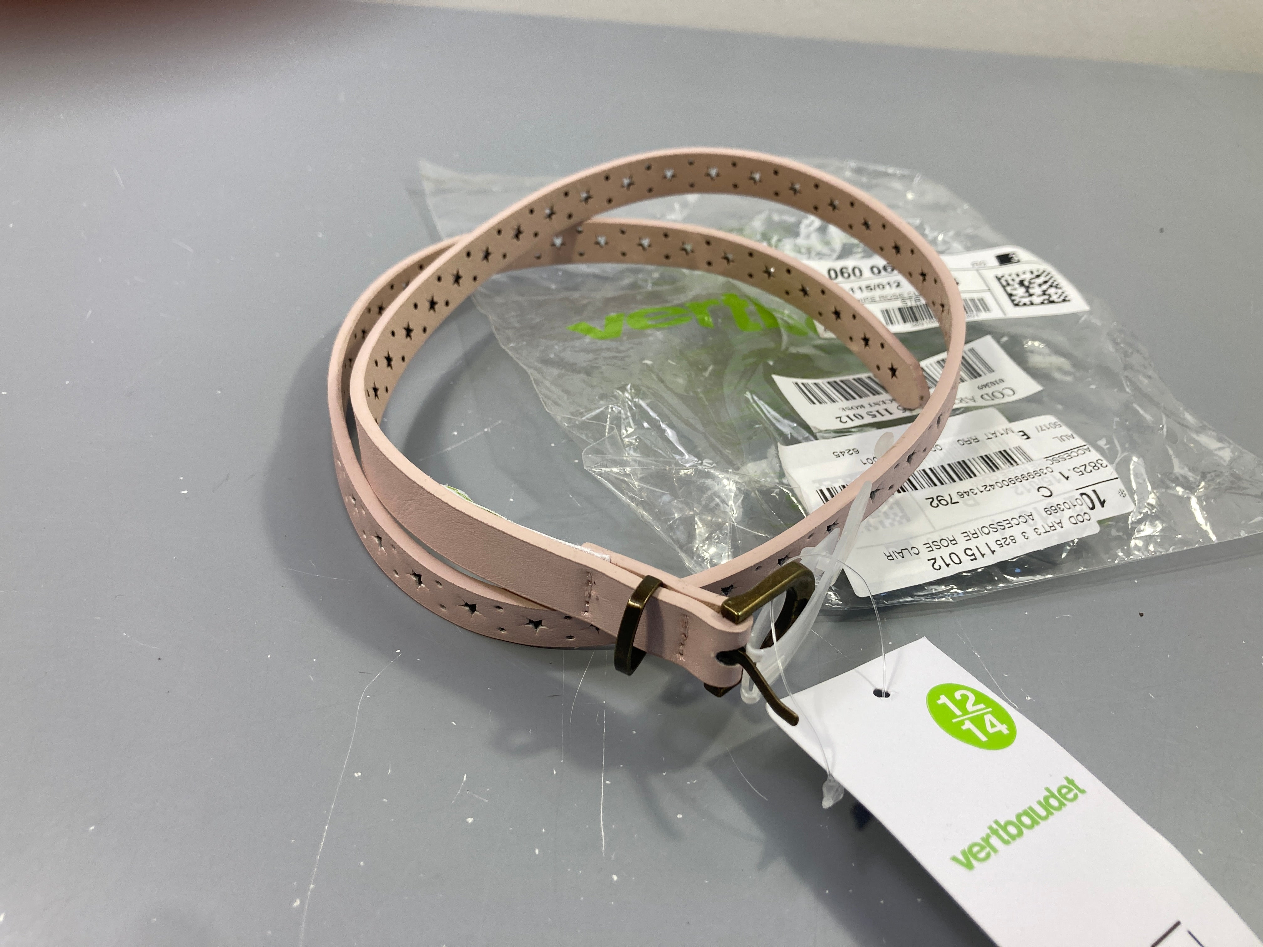 Neuf-Ceinture rose clair cuir