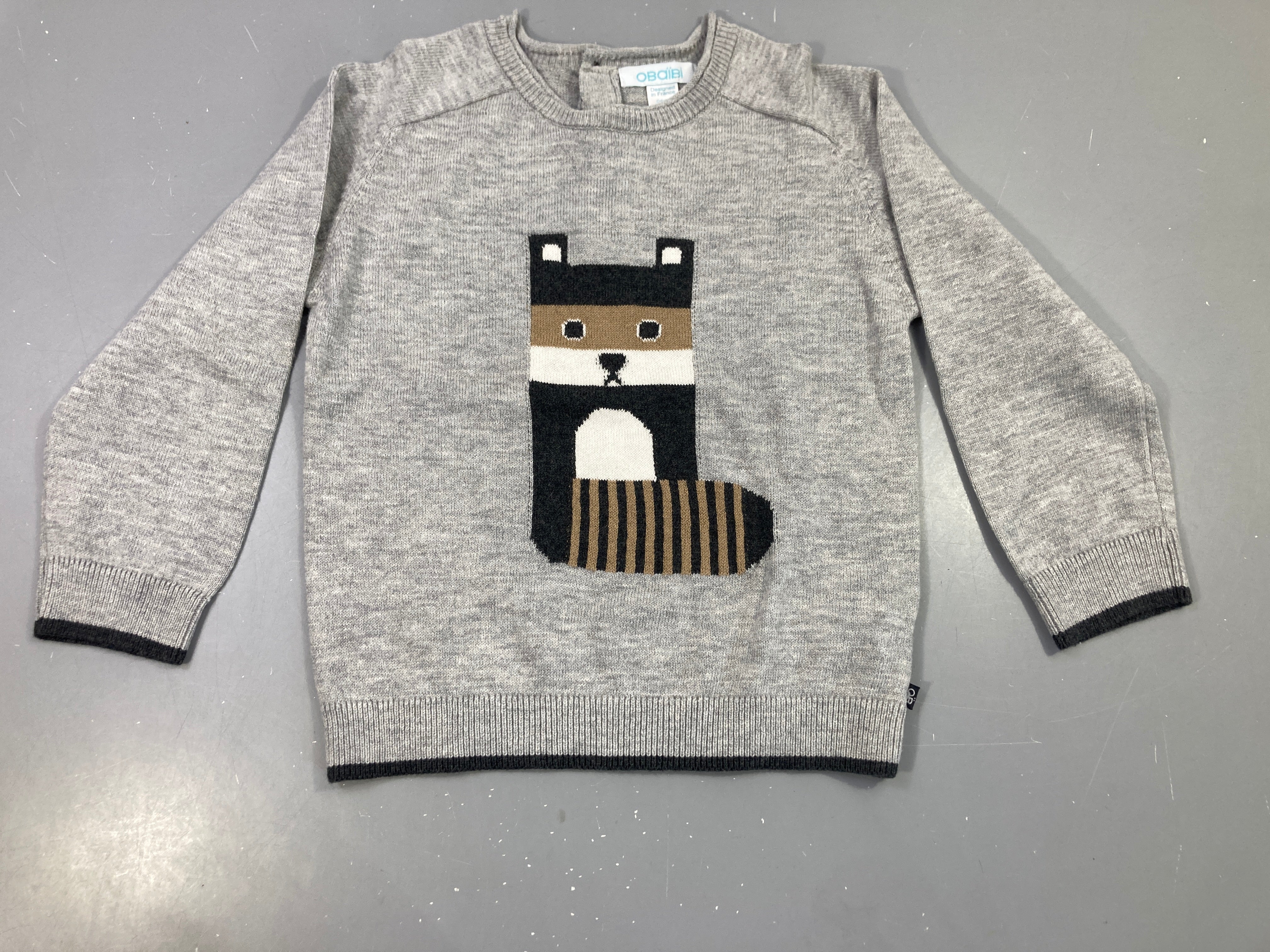 Pull gris raton laveur