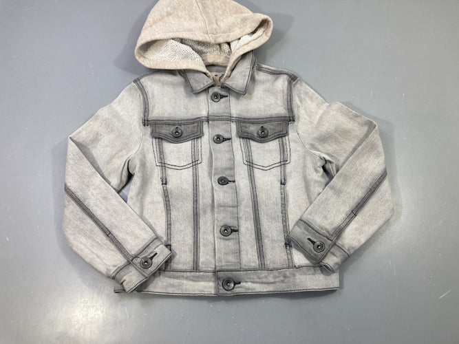 Veste jeans grise à capuche amovible IKKS, moins cher chez Petit Kiwi