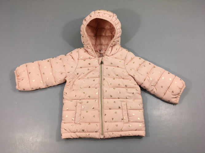 Doudoune rose coeurs, moins cher chez Petit Kiwi