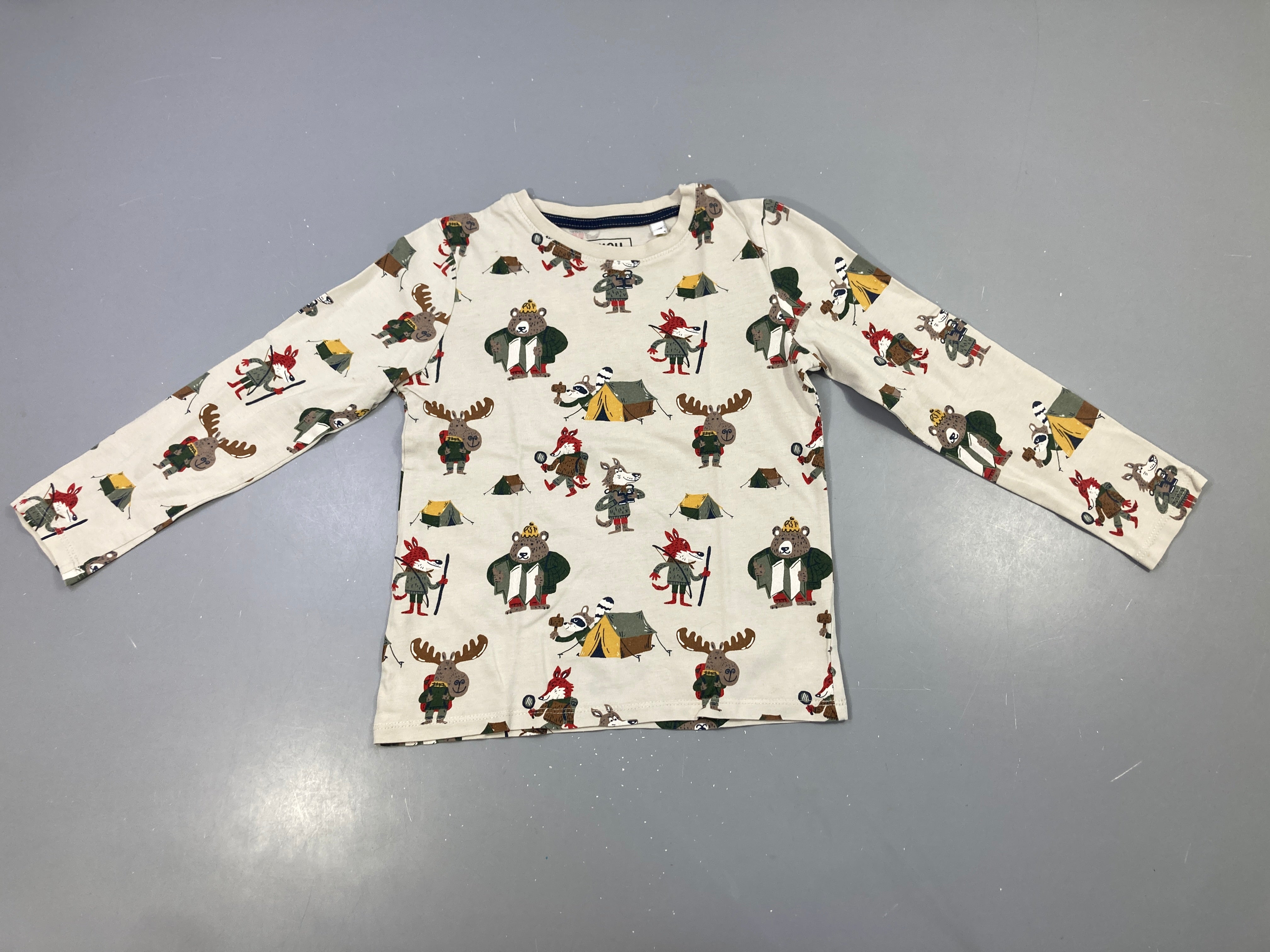 T-shirt m.l beige animaux campeurs