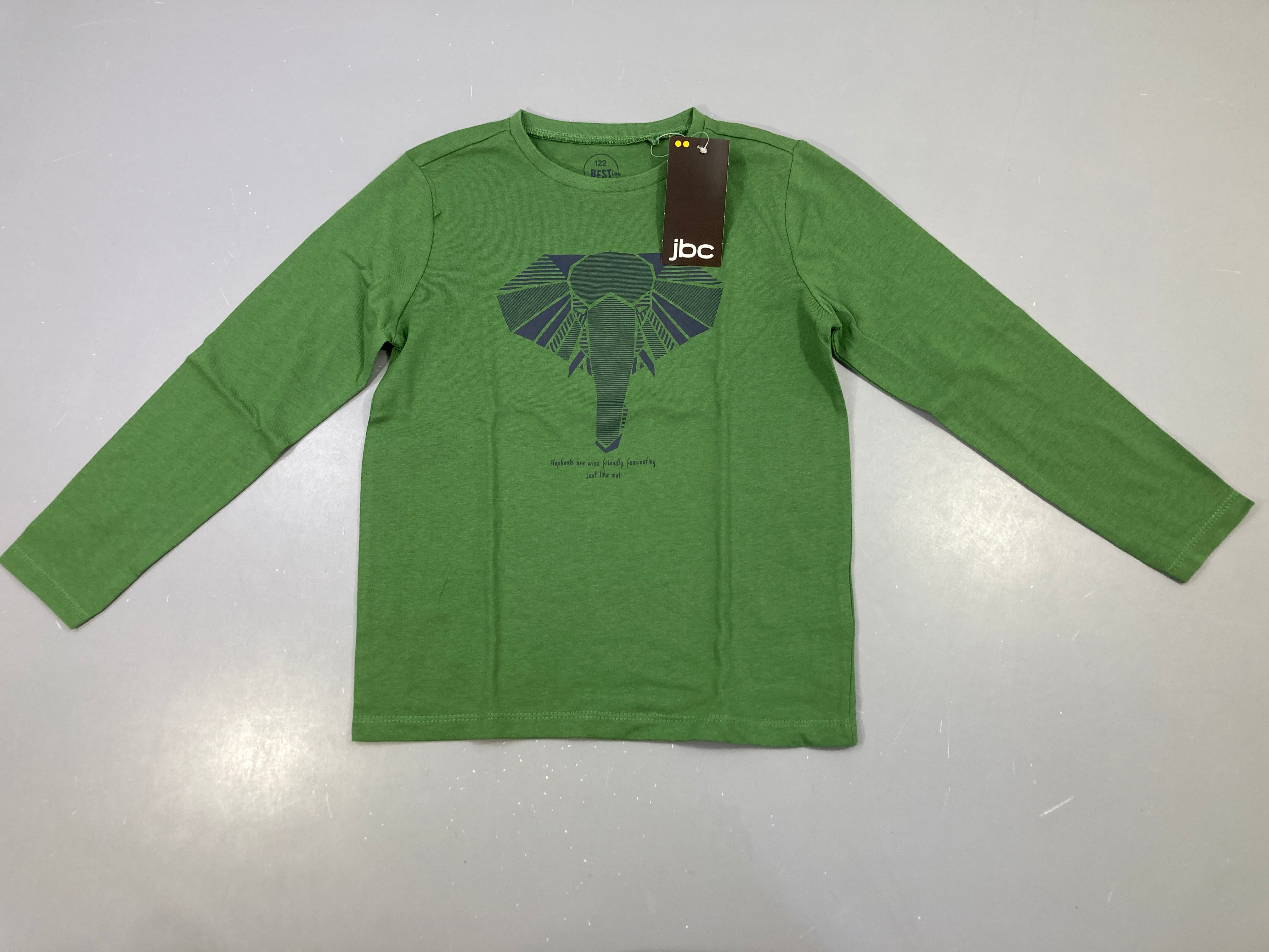 NEUF T-shirt m.l vert éléphant (prix neuf 6,95€)