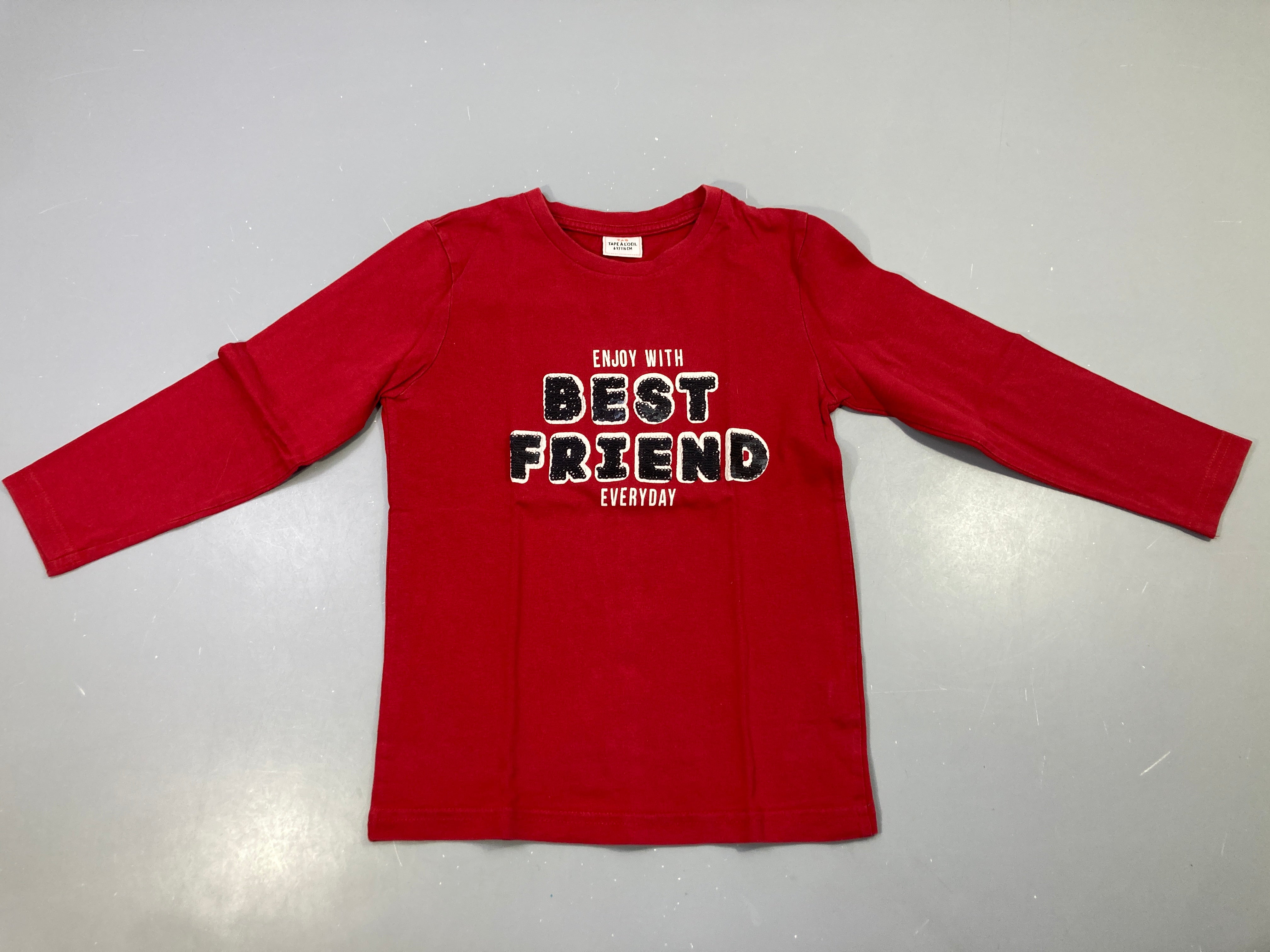 T-shirt m.l rouge best friend sequins réversibles
