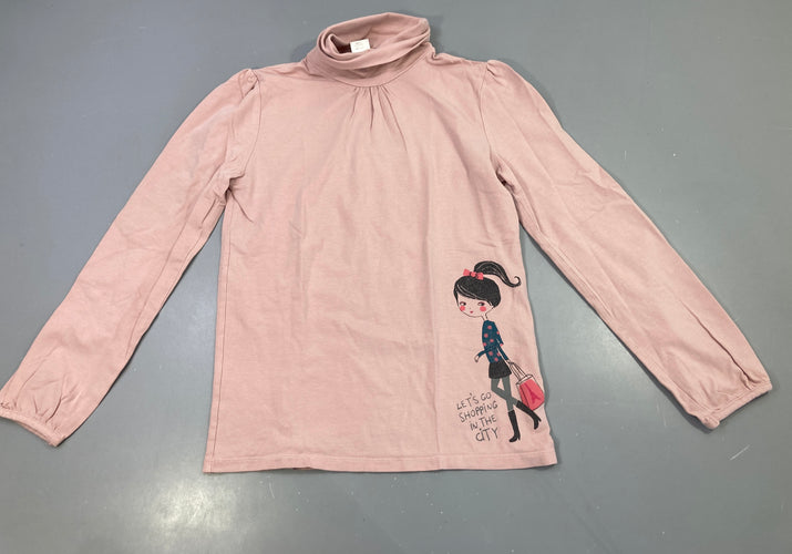 T-shirt m.l col roulé rose Fille, moins cher chez Petit Kiwi