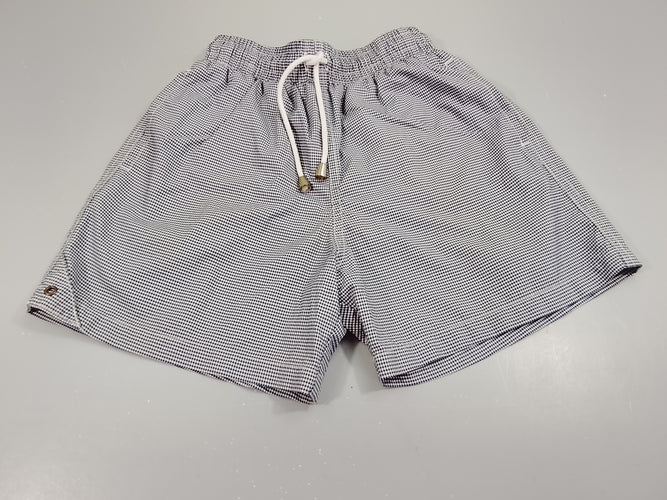 Maillot short, histoire de plage à carreaux bleu marine et blanc, moins cher chez Petit Kiwi