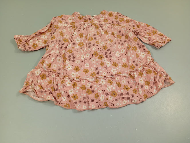 Blouse m.l rose texturé à fleurs blanc, brun, moins cher chez Petit Kiwi
